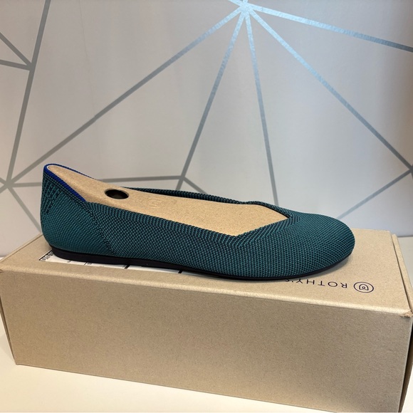 Rothy's NIB Women's Size 7.5 US Green Spruce Python Round Toe Ballet Shoes